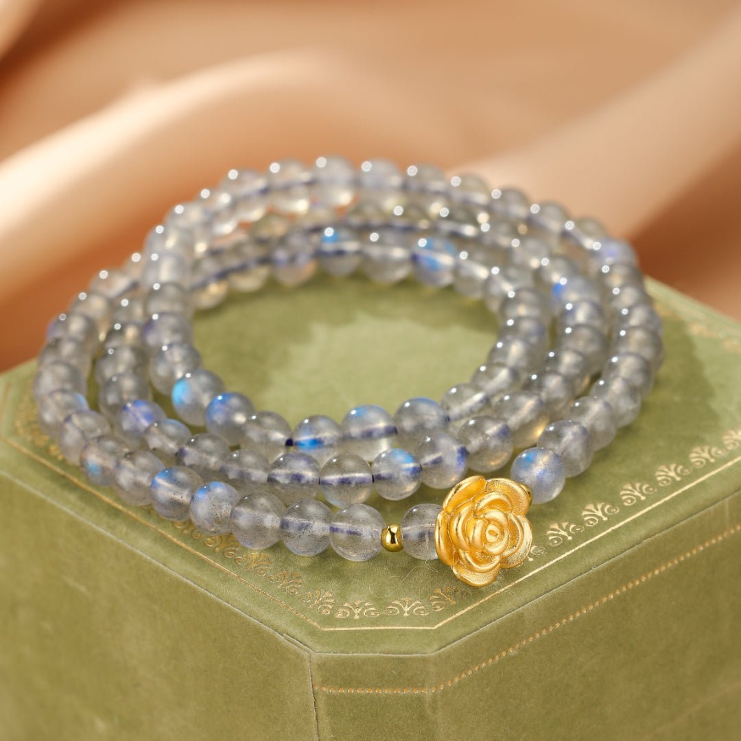 Bracelet en Labradorite et Rose Dorée pour Protection et Intuition - Biloria