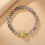 Bracelet en Labradorite et Rose Dorée pour Protection et Intuition - Biloria