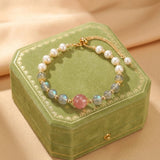 Bracelet en Labradorite, Perle et Quartz Fraise Aura Lumineuse - Biloria