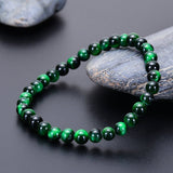 Bracelet en Pierre Œil de Tigre Vert pour Confiance et Protection - Biloria