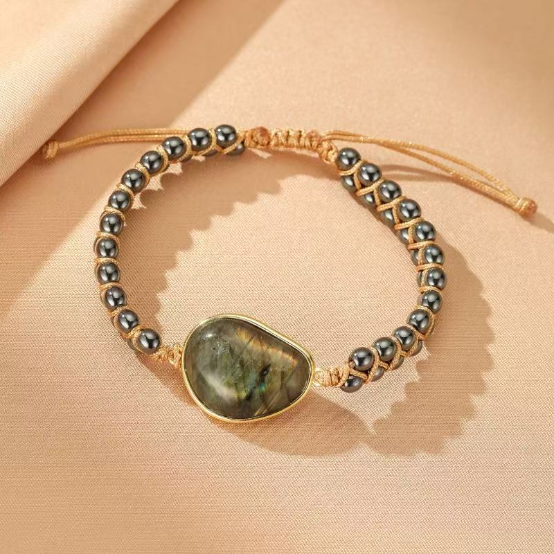 Bracelet en pierres naturelles Labradorite Hématite protection - Biloria
