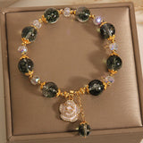 Bracelet en Quartz Vert et Quartz Clair avec Pendentif Rose - Biloria