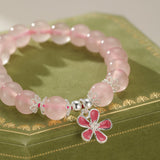 Bracelet enfant Quartz Rose fleur Argent 925 - Biloria