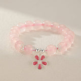 Bracelet enfant Quartz Rose fleur Argent 925 - Biloria