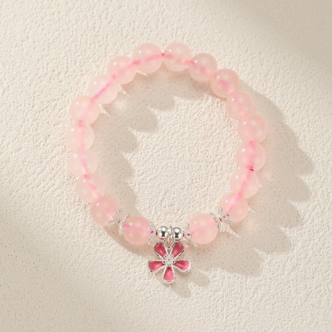 Bracelet enfant Quartz Rose fleur Argent 925 - Biloria