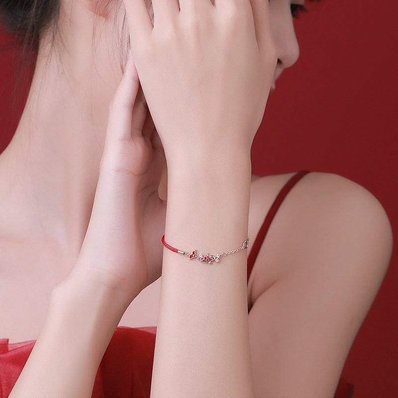 Bracelet Fil Rouge Carpe Koï Chance Argent 925 - Biloria