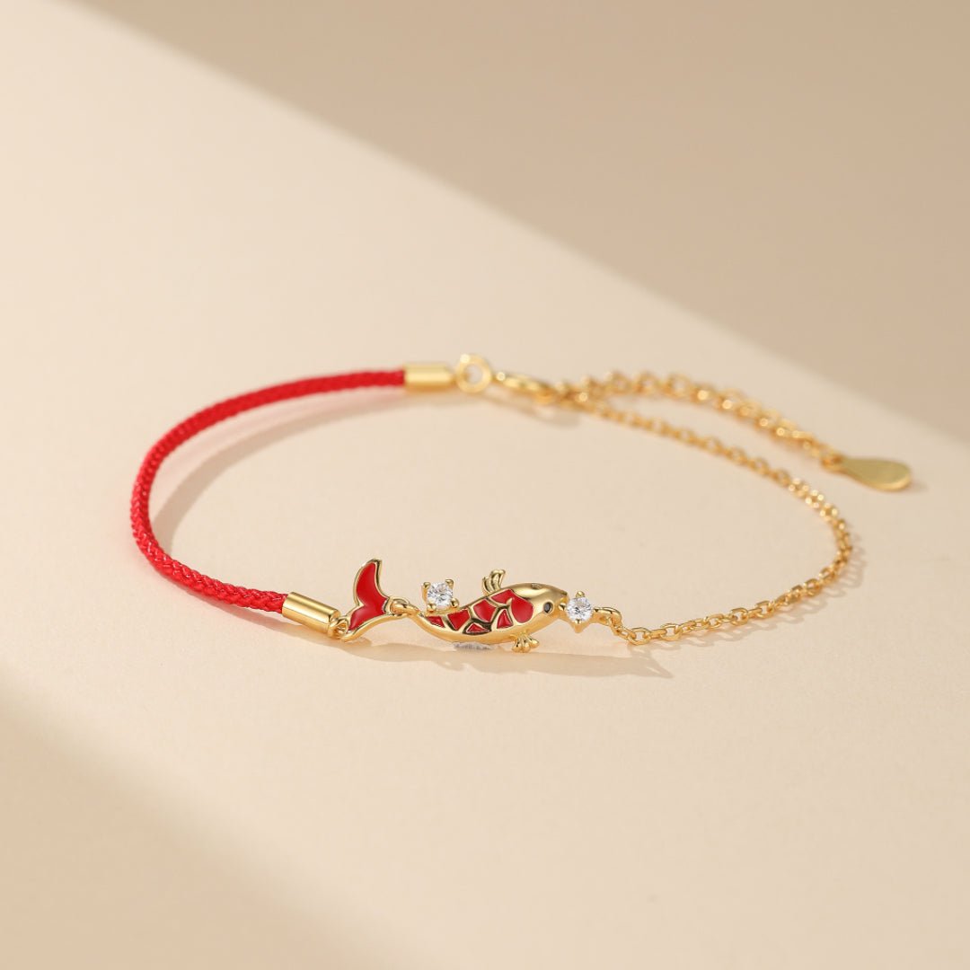 Bracelet Fil Rouge Carpe Koï Chance Argent 925 - Biloria