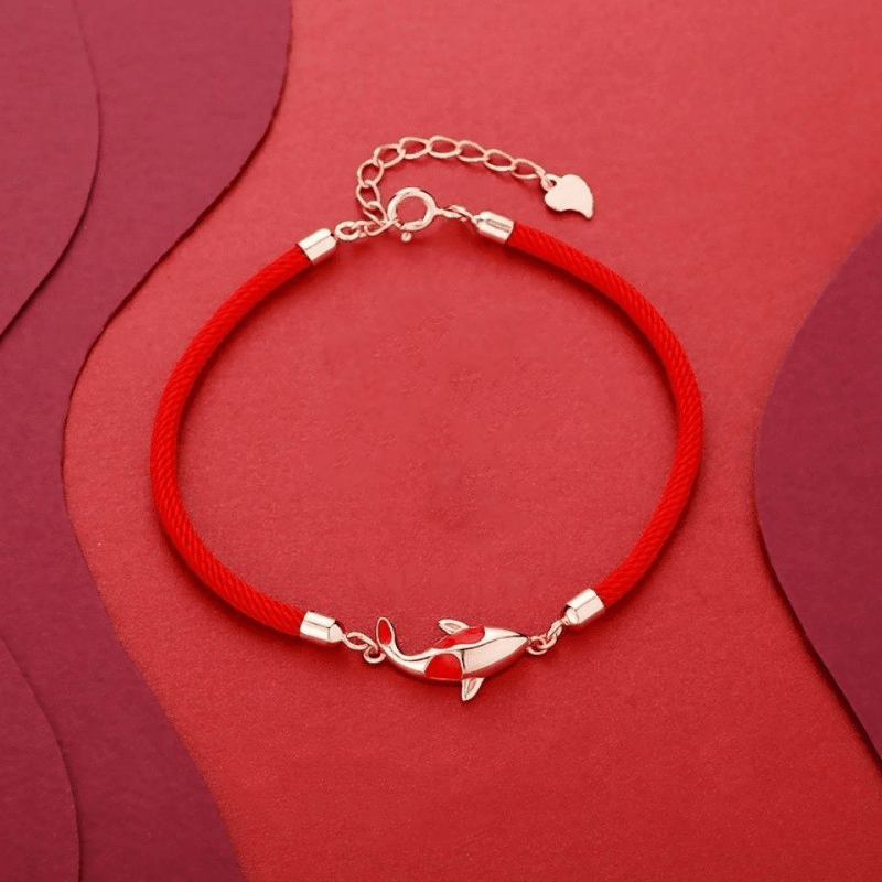 Bracelet Fil Rouge Carpe Koï : Chance et Force Intérieure - Biloria