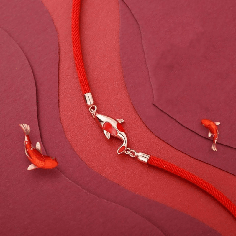 Bracelet Fil Rouge Carpe Koï : Chance et Force Intérieure - Biloria