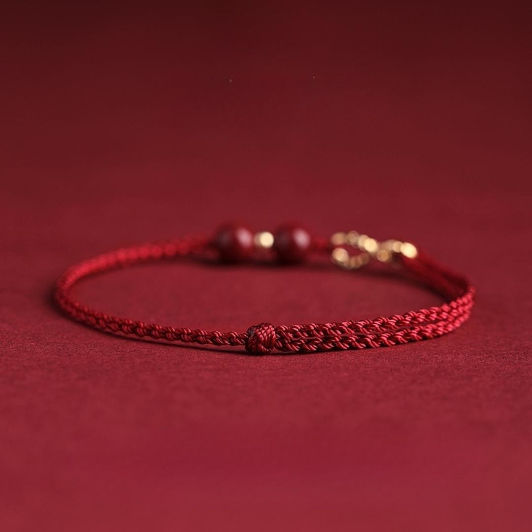Bracelet Fil Rouge Infini Plaqué Or Cinabre - Biloria