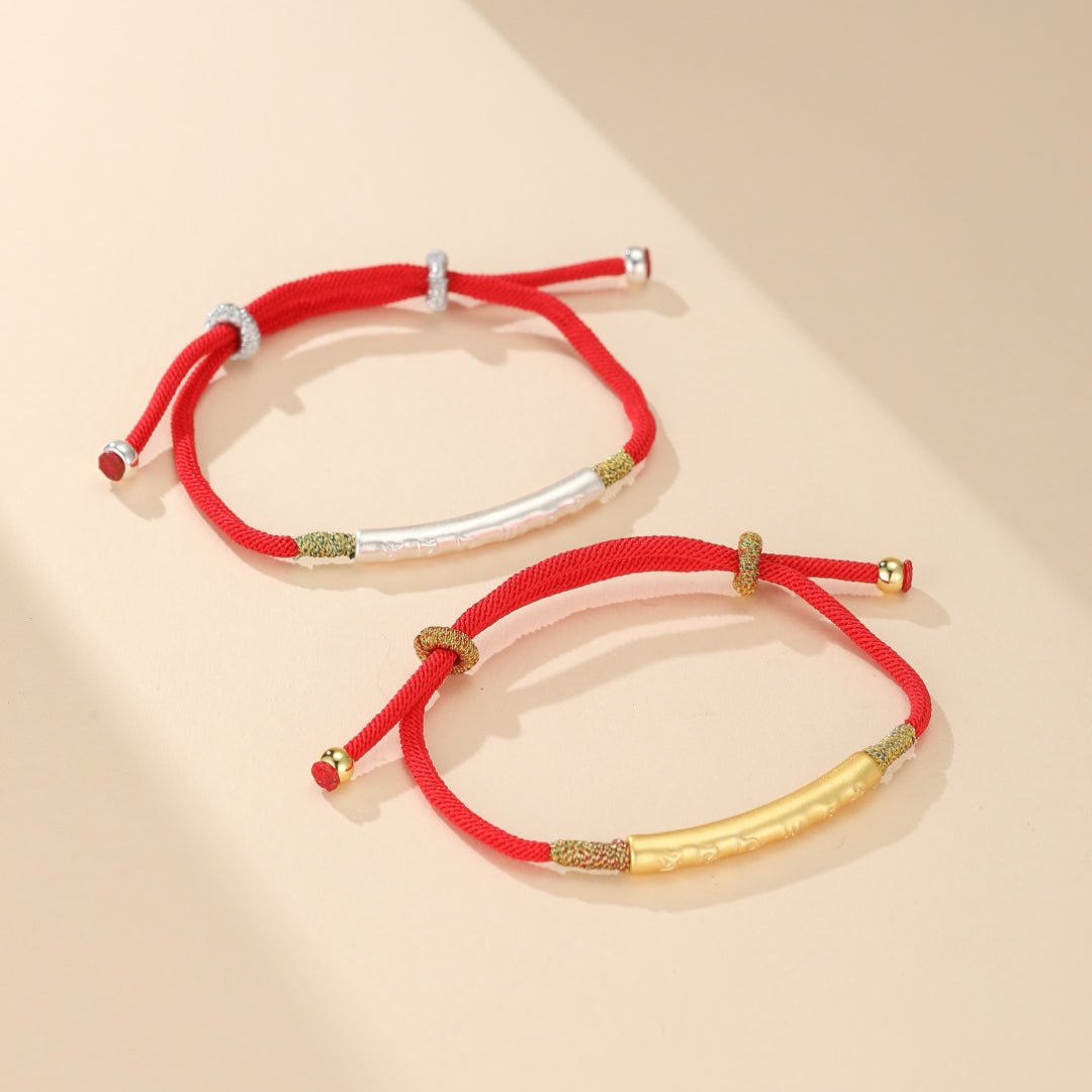 Bracelet Fil Rouge Six Mantras – Argent 999 pour Couple - Biloria