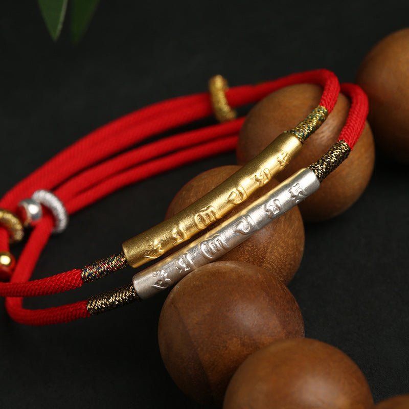 Bracelet Fil Rouge Six Mantras – Argent 999 pour Couple - Biloria