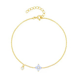 Bracelet Fleur Opale Zircon Argent Plaqué Or - Biloria