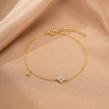 Bracelet Fleur Opale Zircon Argent Plaqué Or - Biloria