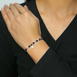 Bracelet Grenat Argent 925 avec Fleur Centrale - Biloria