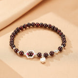 Bracelet Grenat Argent 925 avec Fleur Centrale - Biloria