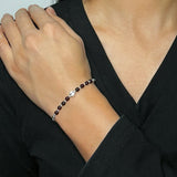 Bracelet Grenat Argent 925 Perle Centrale Texturée Protection - Biloria