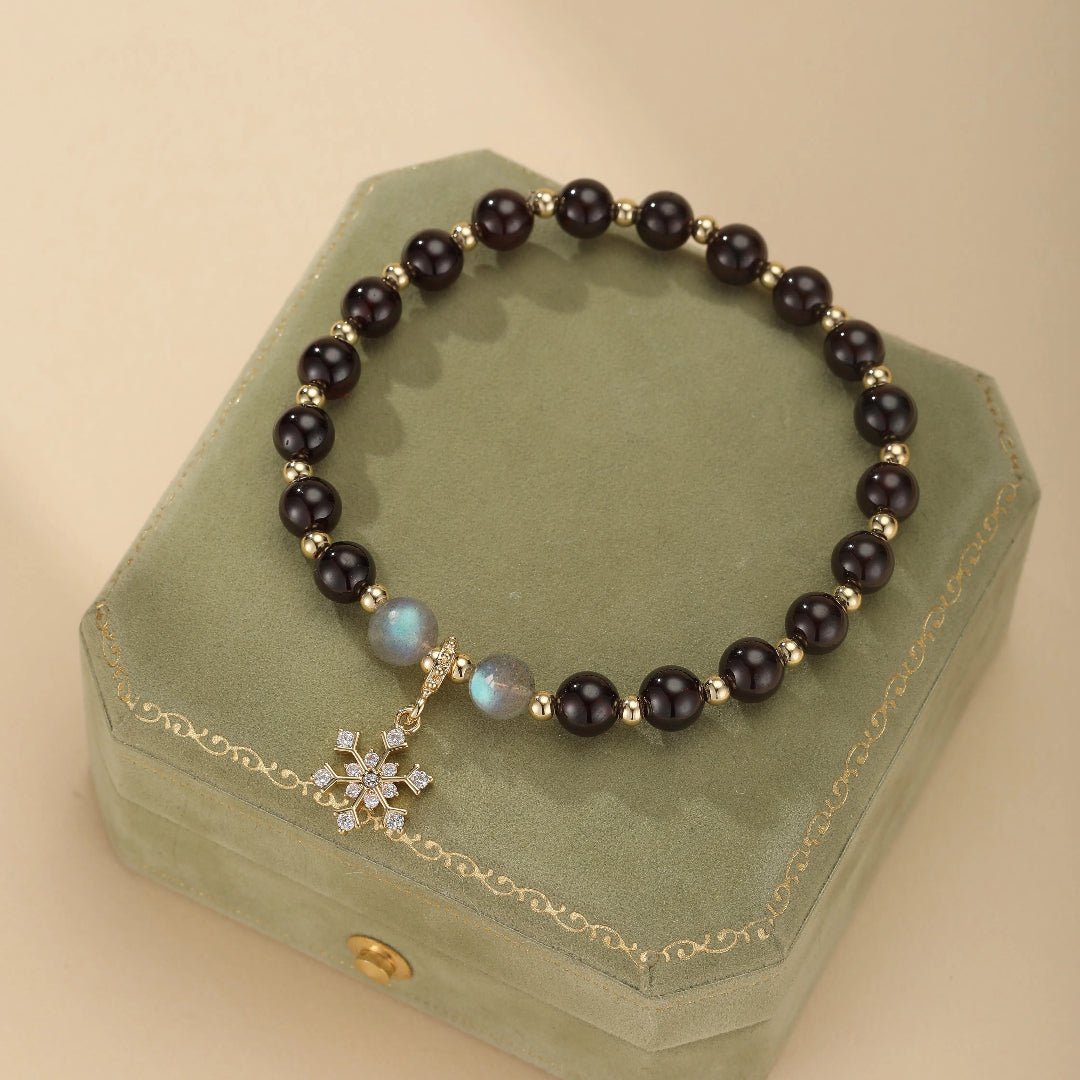 Bracelet Grenat et Labradorite Flocon de Neige - Biloria