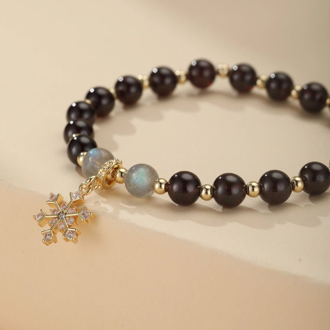 Bracelet Grenat et Labradorite Flocon de Neige - Biloria