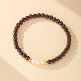 Bracelet Grenat et Perle Swarovski Or 14K Laminé - Biloria