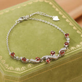 Bracelet Grenat et Zircon Argent 925 - Bijou Déco Bureau Tendance - Biloria