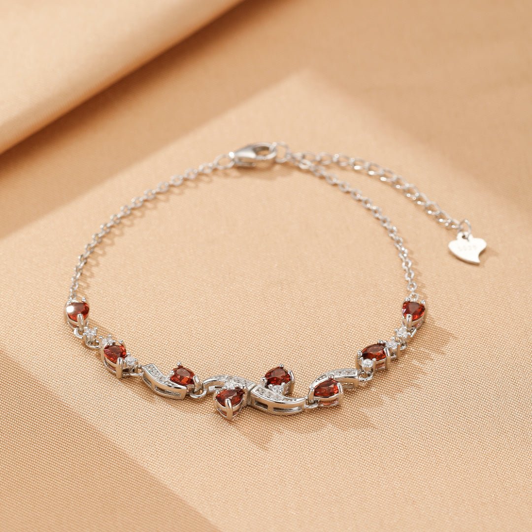 Bracelet Grenat et Zircon Argent 925 - Bijou Déco Bureau Tendance - Biloria