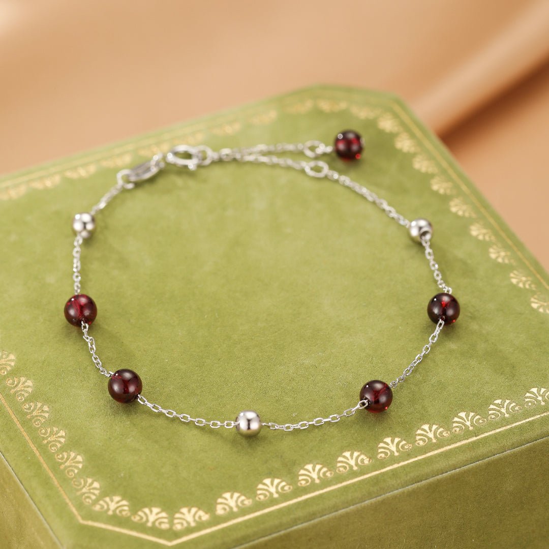 Bracelet Grenat Perles Célestes Argent 925 Féminin - Biloria