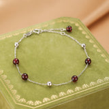 Bracelet Grenat Perles Célestes Argent 925 Féminin - Biloria