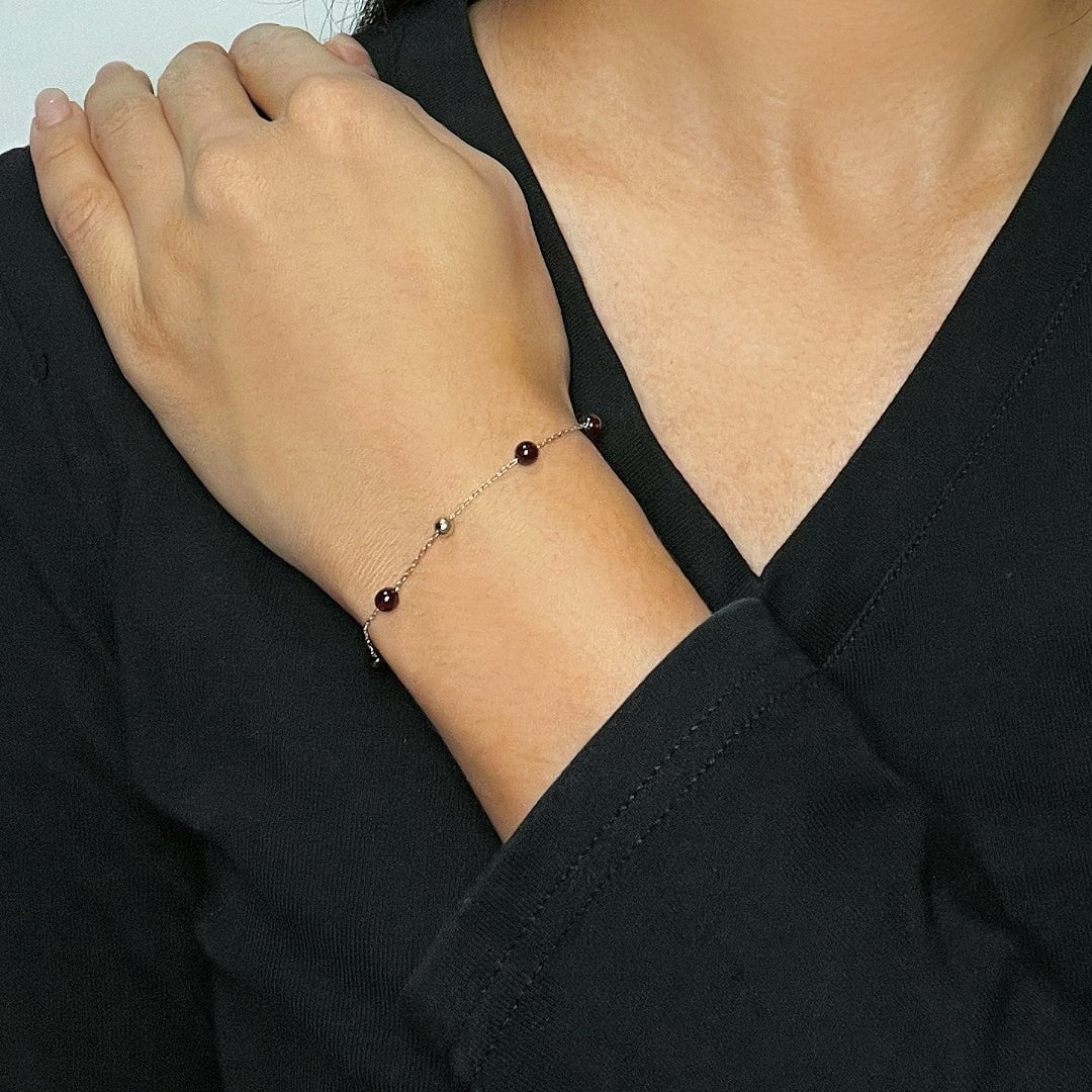 Bracelet Grenat Perles Célestes Argent 925 Féminin - Biloria