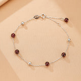 Bracelet Grenat Perles Célestes Argent 925 Féminin - Biloria