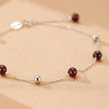 Bracelet Grenat Perles Célestes Argent 925 Féminin - Biloria