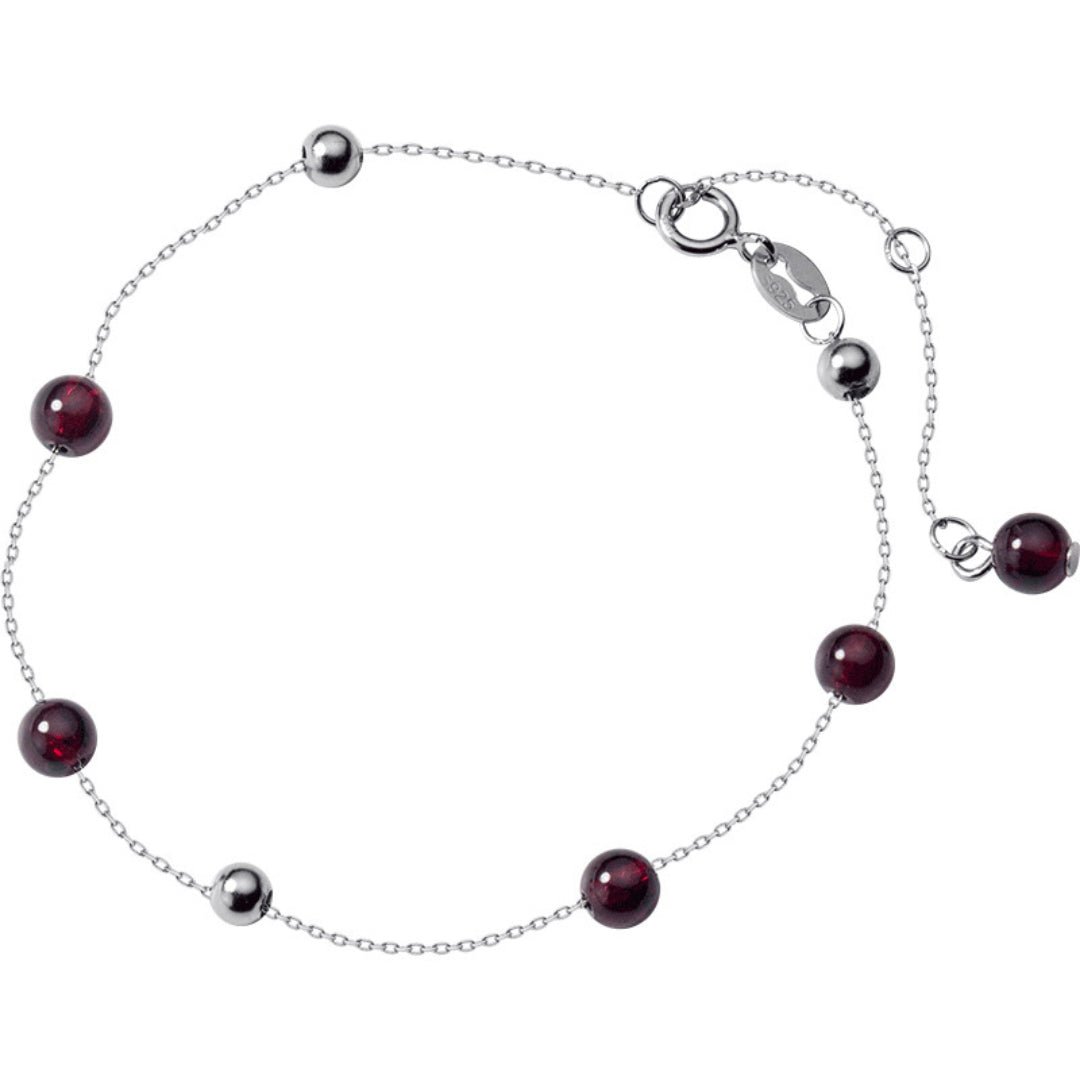 Bracelet Grenat Perles Célestes Argent 925 Féminin - Biloria