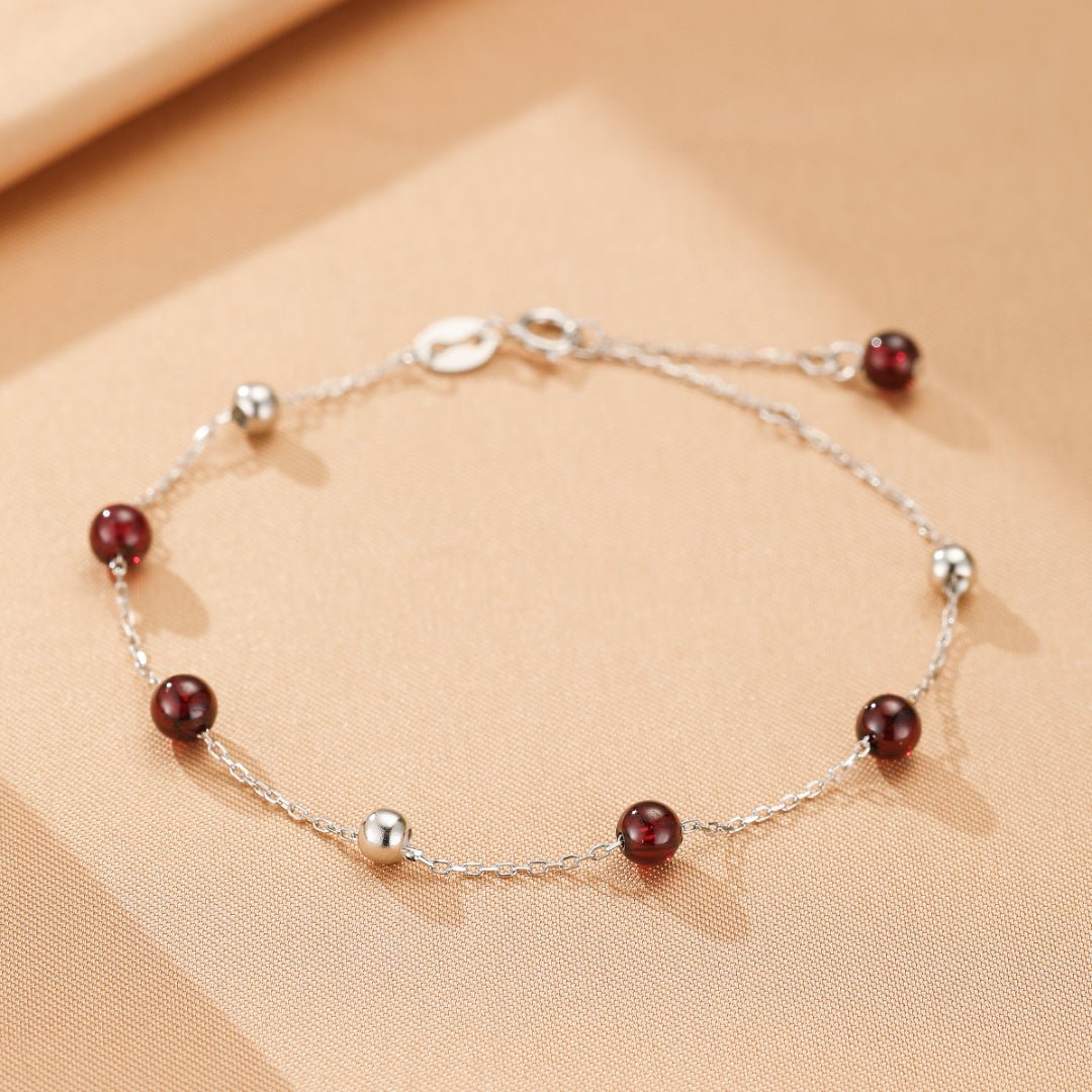 Bracelet Grenat Perles Célestes Argent 925 Féminin - Biloria