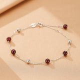 Bracelet Grenat Perles Célestes Argent 925 Féminin - Biloria