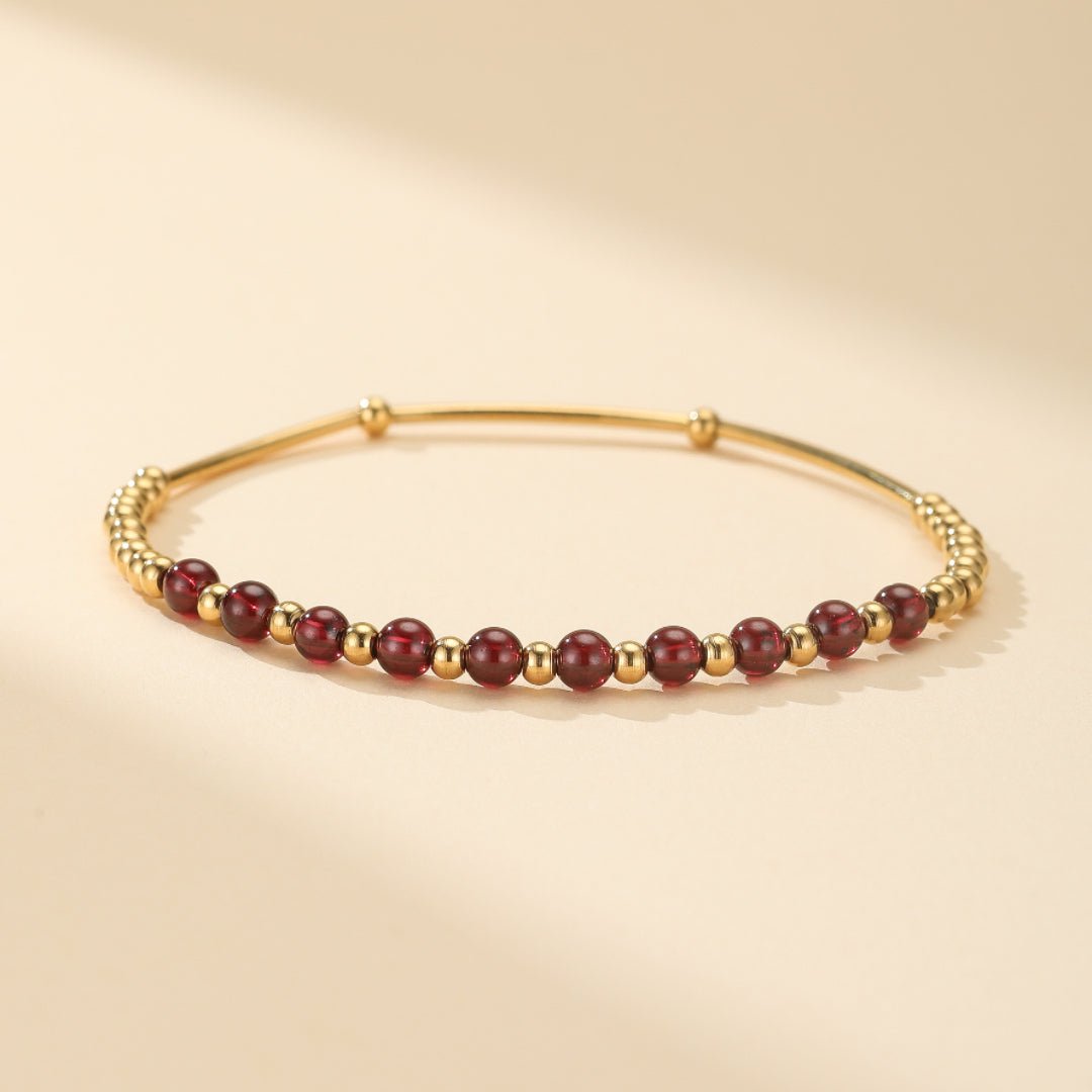 Bracelet Grenat Plaqué Or 18K – Énergie Solaire et Protection - Biloria