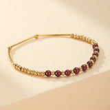Bracelet Grenat Plaqué Or 18K – Énergie Solaire et Protection - Biloria
