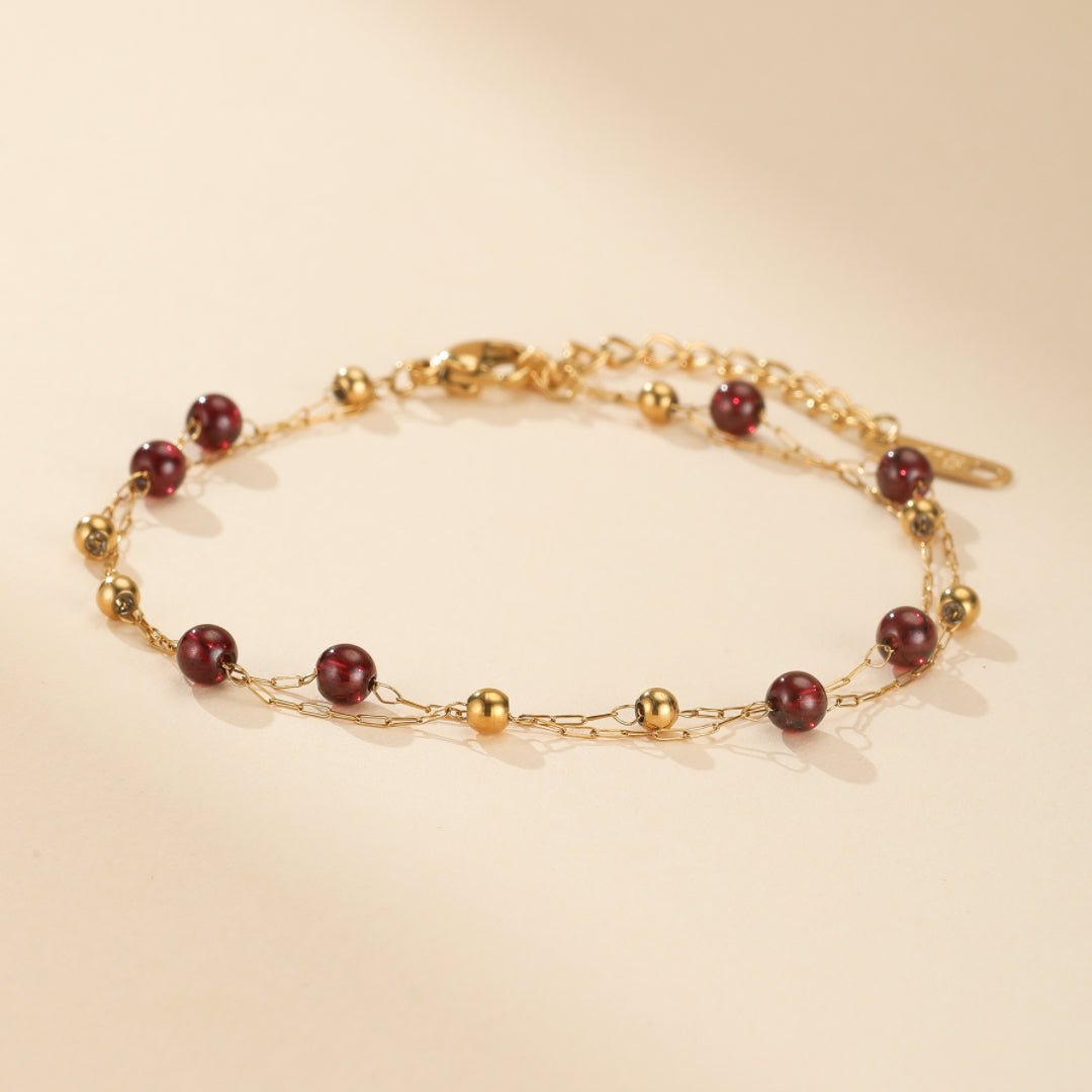 Bracelet Grenat Plaqué Or 18K – Passion et Énergie - Biloria