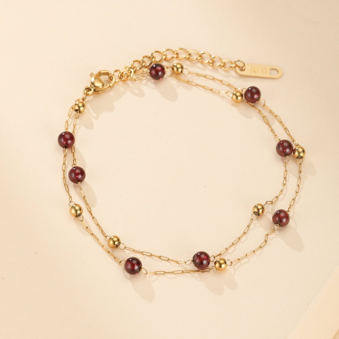 Bracelet Grenat Plaqué Or 18K – Passion et Énergie - Biloria