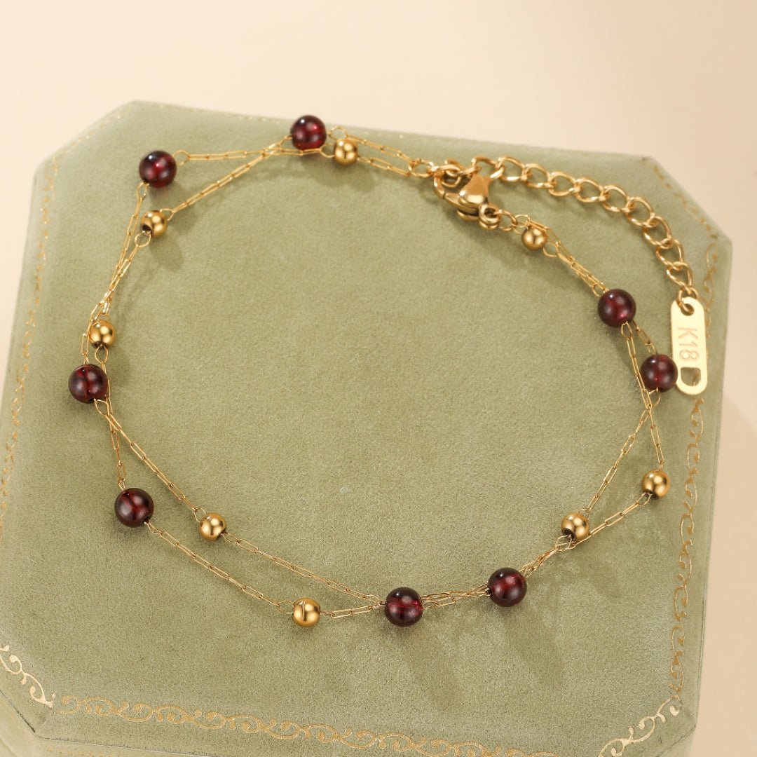 Bracelet Grenat Plaqué Or 18K – Passion et Énergie - Biloria