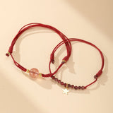 Bracelet Grenat Quartz Fraise Fil Rouge Protection Destin - Biloria