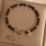 Bracelet Grenat Quartz Fraise Papillon Zircon - Biloria