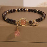 Bracelet Grenat Quartz Fraise Papillon Zircon - Biloria