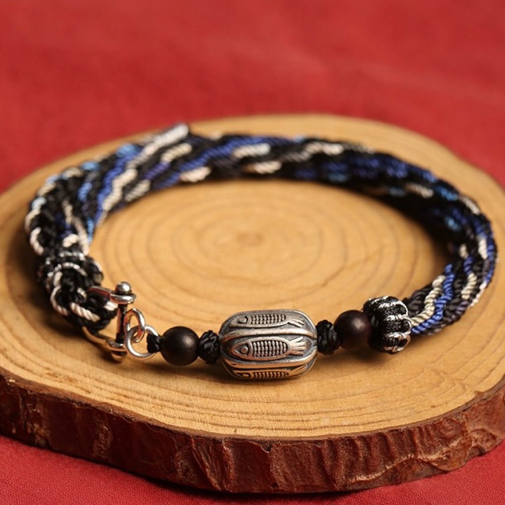 Bracelet Guerrier Marin Argent 925 Ajustable Homme - Biloria