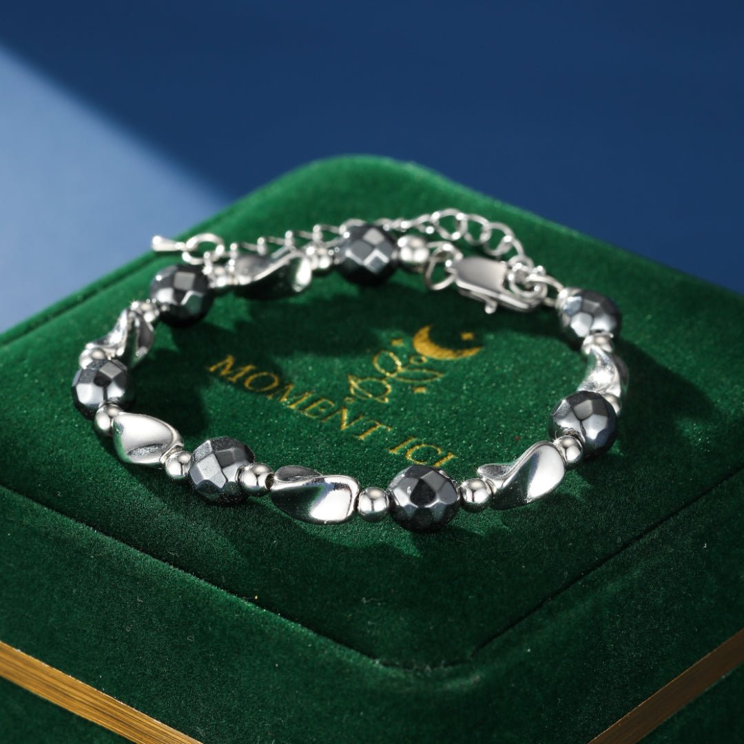 Bracelet Hématite Homme Acier – Bijou Minéral Tendance - Biloria