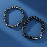 Bracelet Hématite Obsidienne Homme – Protection et Ancrage - Biloria