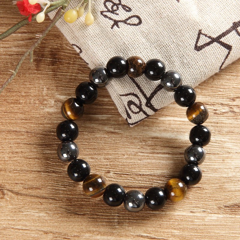 Bracelet Hématite Obsidienne Œil de Tigre 10 mm - Biloria