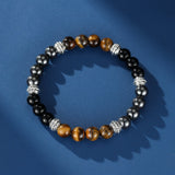 Bracelet Hématite Œil de Tigre Obsidienne Homme Protection - Biloria