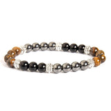 Bracelet Hématite Œil de Tigre Obsidienne Homme Protection - Biloria