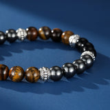 Bracelet Hématite Œil de Tigre Obsidienne Homme Protection - Biloria