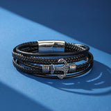 Bracelet Homme Ancre Marine Tressé - Cadeau Symbole Ancrage - Biloria